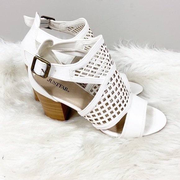 Justfab Crush On Me Caged Heel Sandal In White Size 10 - Picture 6 of 10